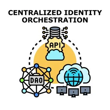 Centralized identity orchestration system managing user access イラスト素材