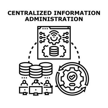Centralized information administration concept managing resources Stock Illustration