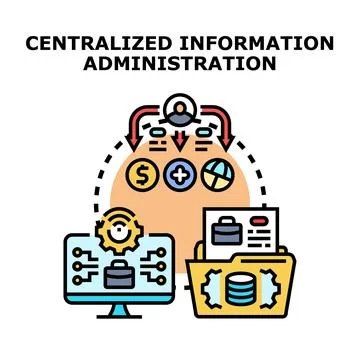 Centralized information administration organizing data management Stock Illustration