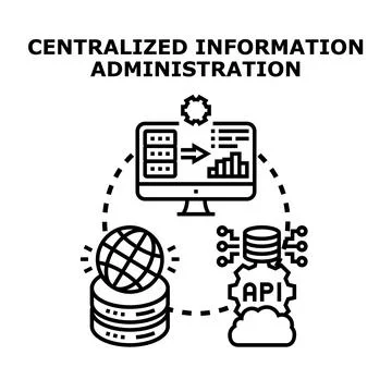 Centralized information administration system concept Stock Illustration