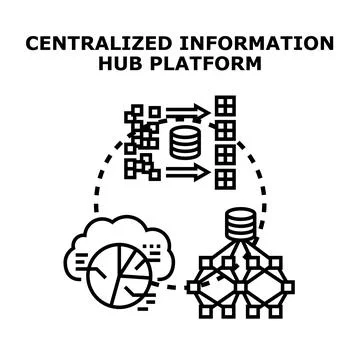 Centralized information hub platform data management Stock Illustration