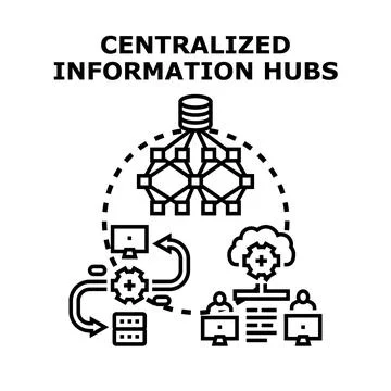Centralized information hubs managing data network flow イラスト素材