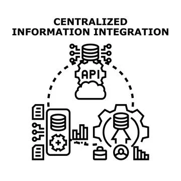 Centralized information integrating data processing via api 스톡 일러스트