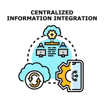 Centralized information integration system for data technology Illustrazione stock