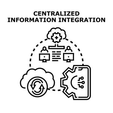 Centralized information integration system for data technology Stock Illustration