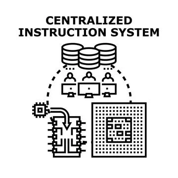 Centralized instruction system controlling data and processing Stock Illustration
