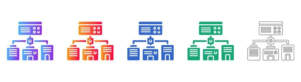 Centralized IT Network and Management Icons 스톡 일러스트