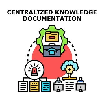 Centralized knowledge documentation system managing business information Stock Illustration