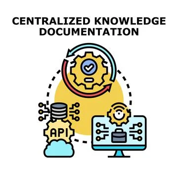 Centralized knowledge documentation system managing data workflow with api イラスト素材
