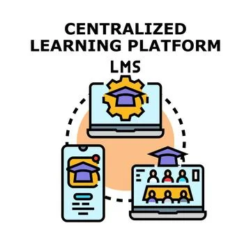 Centralized learning management platform lms concept Stock Illustration