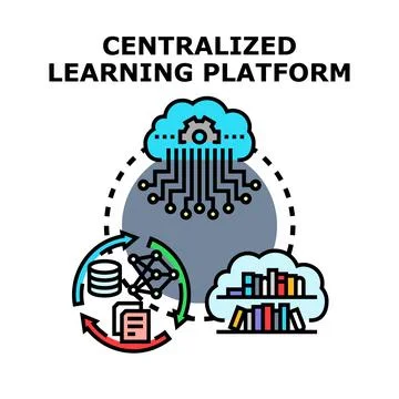 Centralized learning platform connecting data and knowledge Stock Illustration