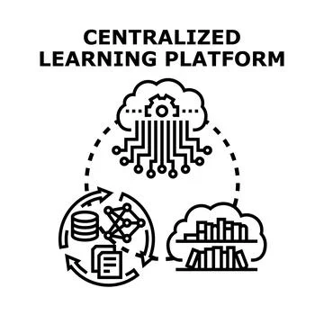 Centralized learning platform connecting data and knowledge Stock Illustration