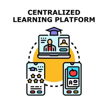 Centralized learning platform connecting diverse education content Stock Illustration