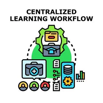 Centralized learning workflow system development process Stock Illustration