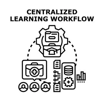 Centralized learning workflow system development process Stock Illustration