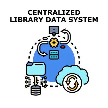 Centralized library data system concept illustration イラスト素材