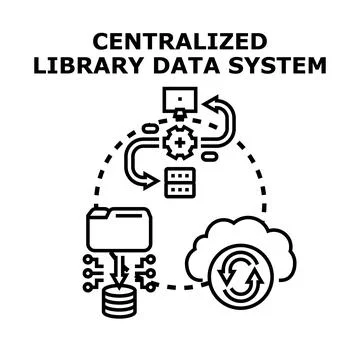 Centralized library data system concept illustration イラスト素材