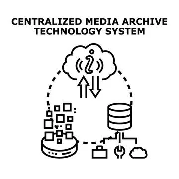 Centralized media archiving system providing data storage 스톡 일러스트