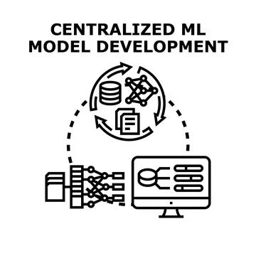 Centralized ml model development process vector illustration Stockillustratie