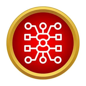 Centralized network communicating with connected devices icon Illustrazione stock