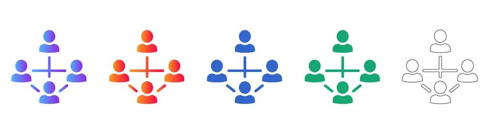 Centralized Network &amp; Community Connection Icons 库存插图