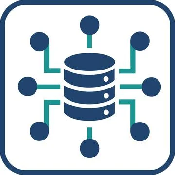 Centralized network database technology hub icon Stock Illustration