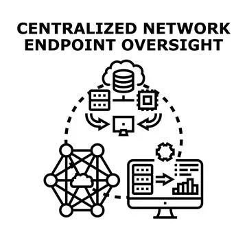 Centralized network endpoint oversight concept illustration Illustrazione stock