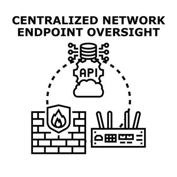 Centralized network endpoint oversight concept vector icon Stock Illustration