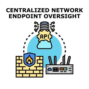Centralized network endpoint oversight concept vector icon Stockillustratie