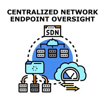 Centralized network endpoint oversight controlling digital infrastructure Stock Illustration