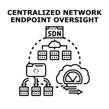 Centralized network endpoint oversight controlling digital infrastructure Stock Illustration