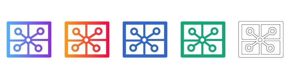 Centralized Network Hub Connectivity Icons Stock Illustration