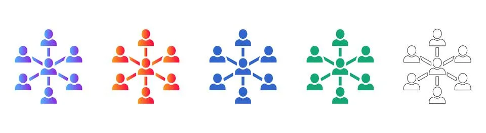 Centralized Network Hub Icon Set Stock Illustration