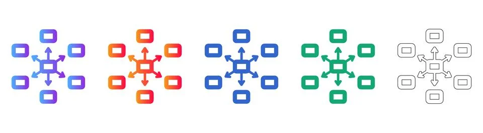 Centralized Network Hub Icons イラスト素材