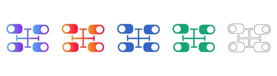 Centralized Network Hub Icons Illustrazione stock