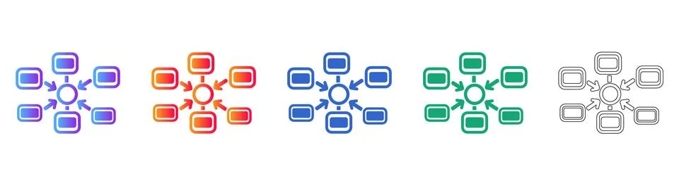 Centralized Network Hub Icons 스톡 일러스트