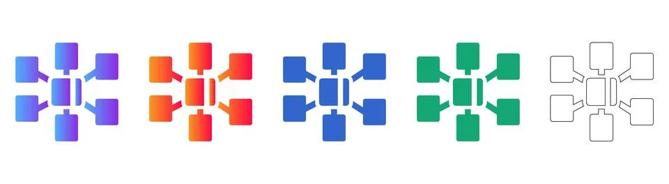 Centralized Network Node Icon Set Stockillustratie