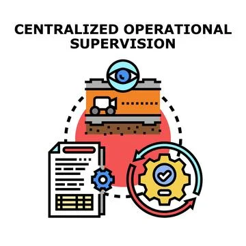 Centralized operational supervision concept illustrating business processes Stock Illustration