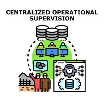 Centralized operational supervision system managing industrial processes イラスト素材