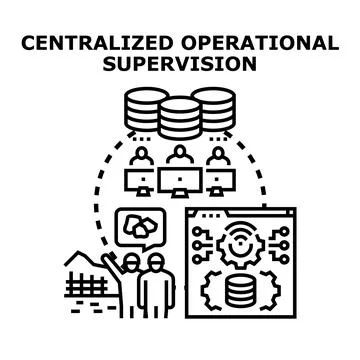 Centralized operational supervision system managing industrial processes イラスト素材