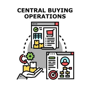 Centralized procurement operations management system concept Stock Illustration