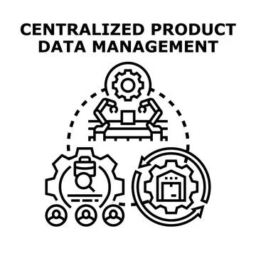 Centralized product data management developing system concept Stock Illustration