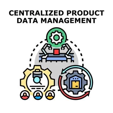 Centralized product data management developing system concept Stock Illustration