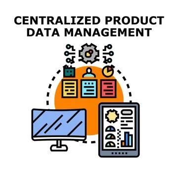 Centralized product data management system with digital devices 스톡 일러스트
