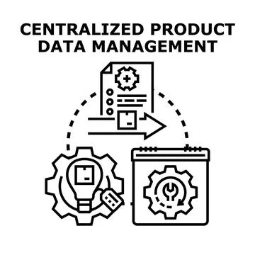 Centralized product data master management system illustrating data flow Stock Illustration