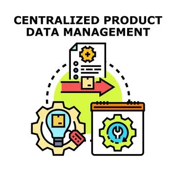 Centralized product data master management system illustrating data flow Stock Illustration