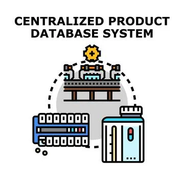 Centralized product database system vector concept Stock Illustration