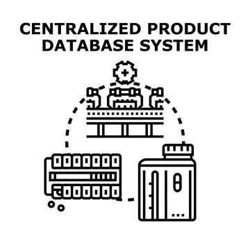 Centralized product database system vector concept Stock Illustration
