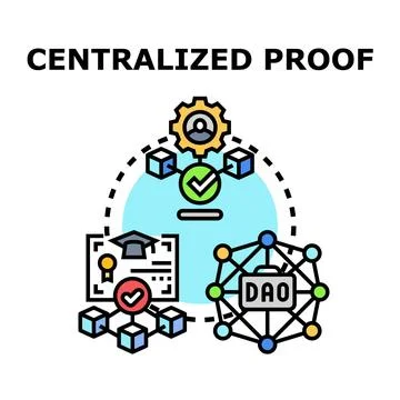 Centralized proof concept depicting validation and dao management Stock Illustration