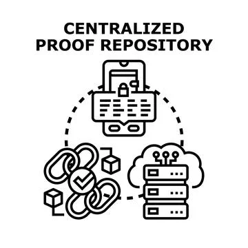 Centralized proof repository system storing digital verification data Stock Illustration